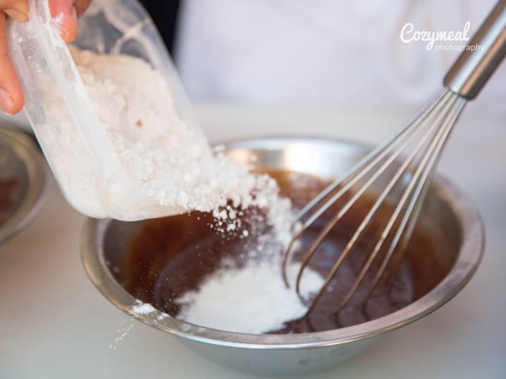 mixing chocolate batter