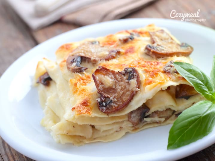 mushroom lasagna with bechamel sauce