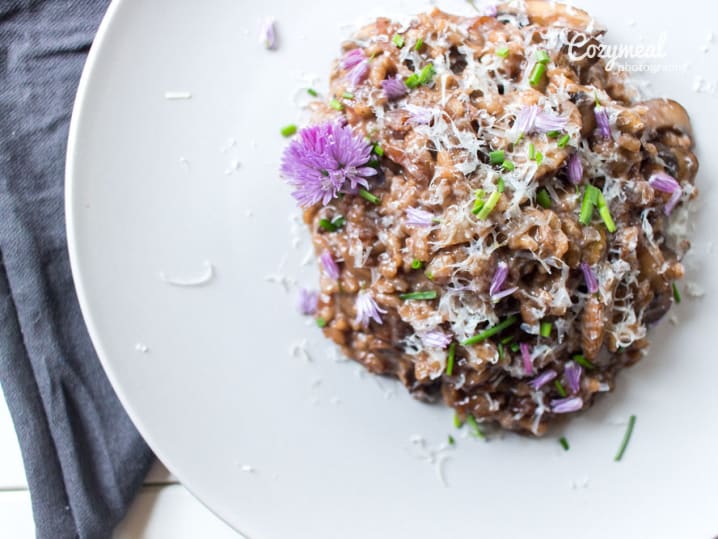 mushroom risotto with truffle oil and pecorino