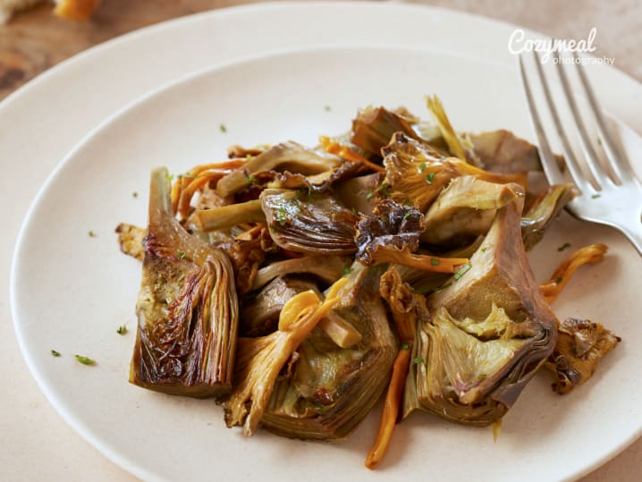 mushrooms and artichokes