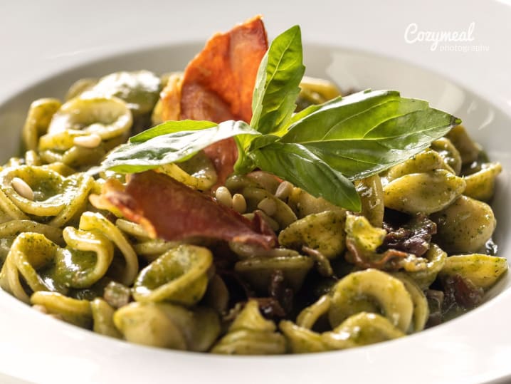 orecchiette pasta with pesto and broccoli rabe