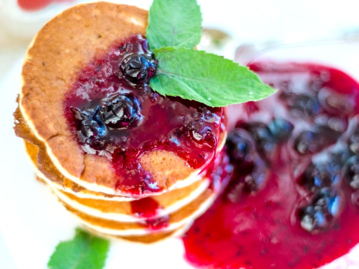 pancakes with blueberry jam