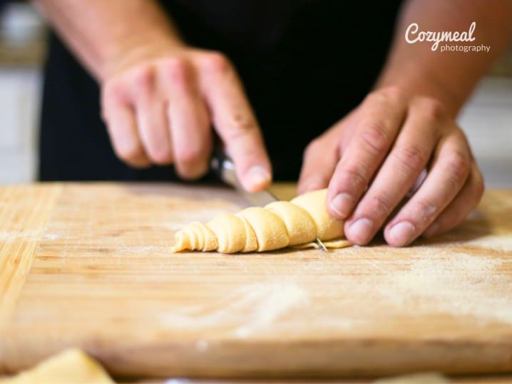 pasta making cutting pasta dough