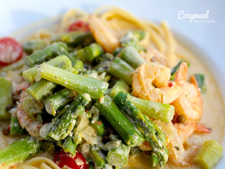 pasta with asparagus and shrimp