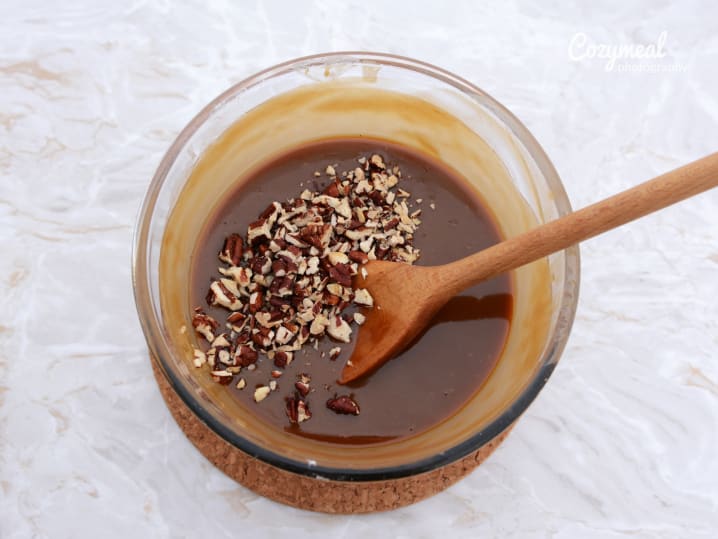 pecan pie filling being mixed