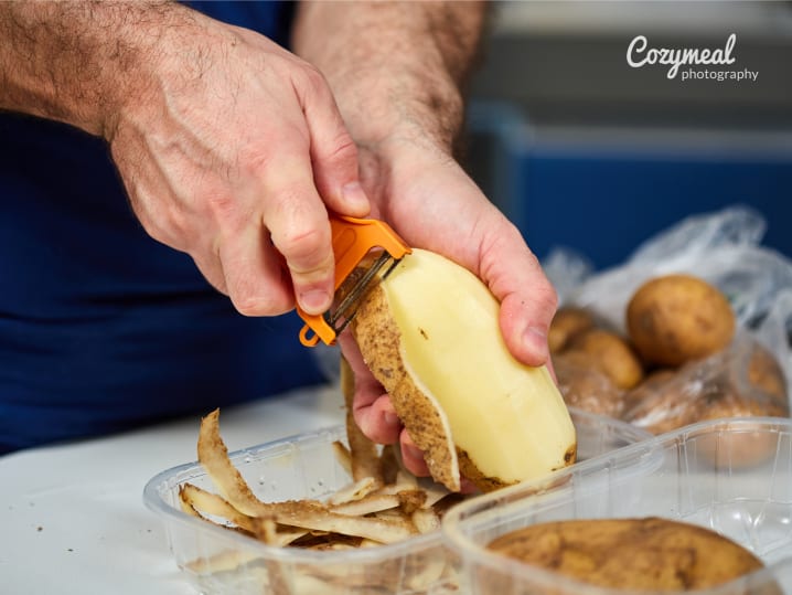 peeling potatoes