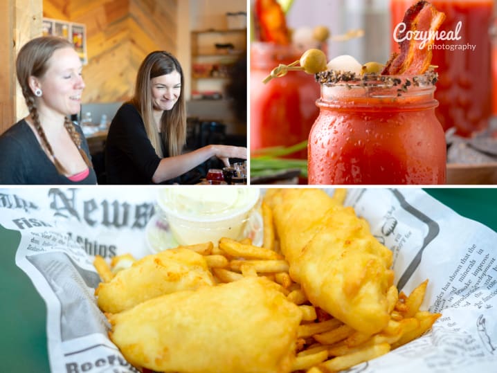 people enjoying food during a food tour bloody Caesar cocktail specialty dish