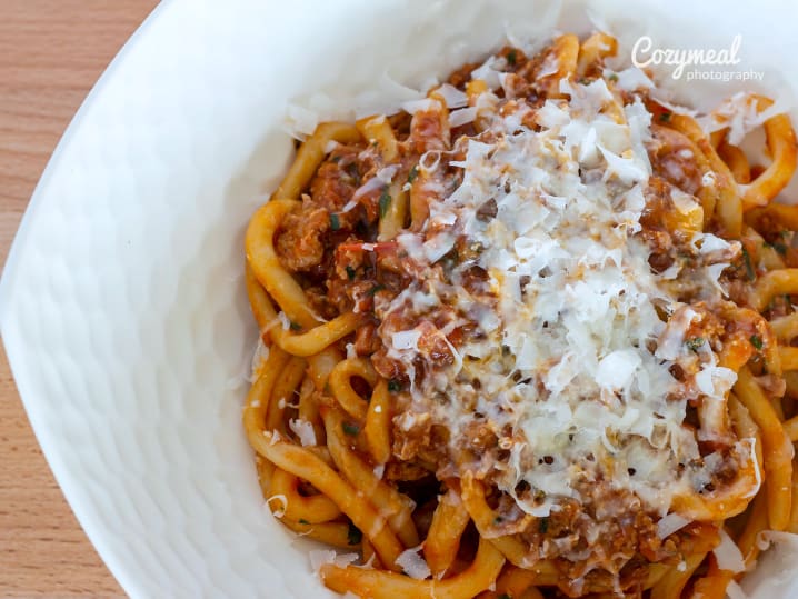 pici pasta with duck ragu