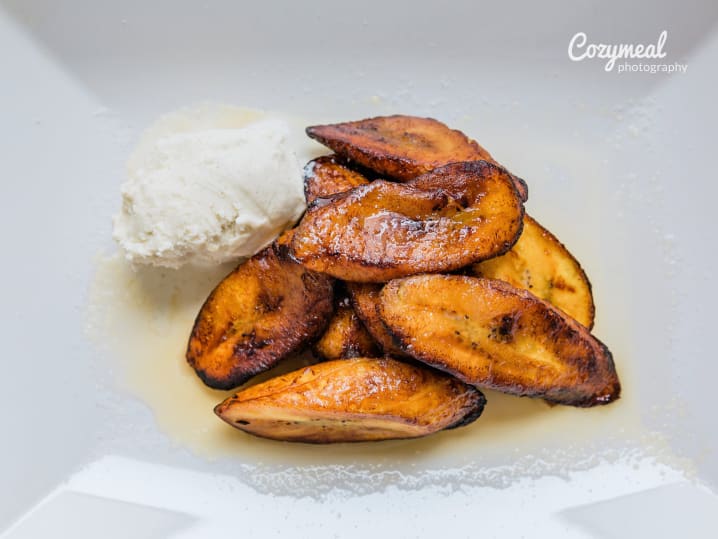 plantain fritters with rum sauce