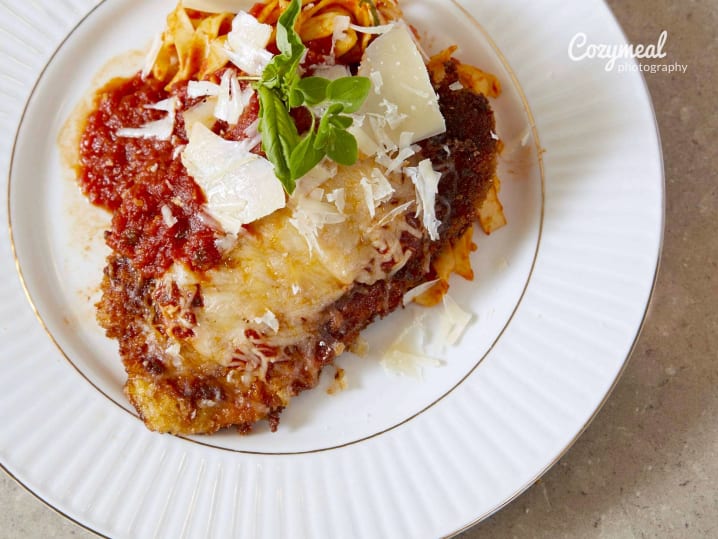 plated chicken parmesan