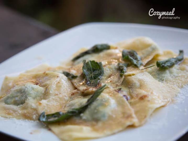 plated ravioli