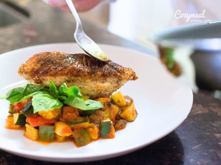 plating chicken over roaster Ratatouille