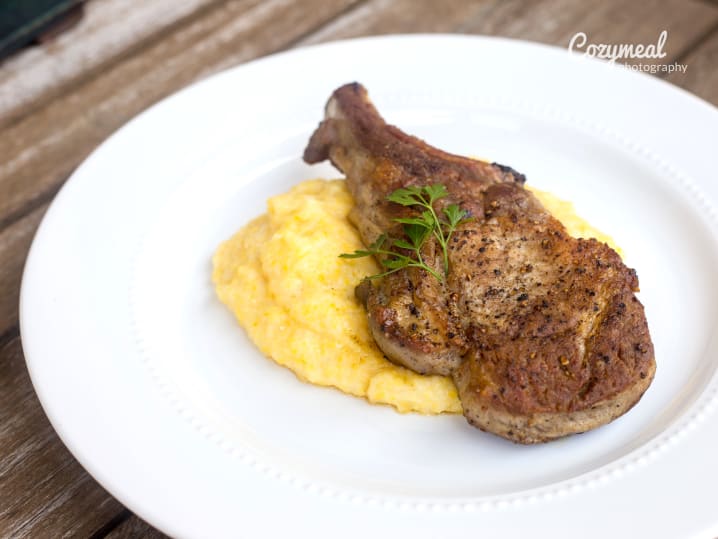 pork chop with grits