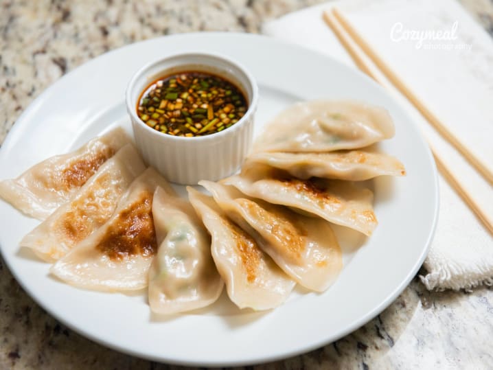 pork gyoza dumplings with sauce