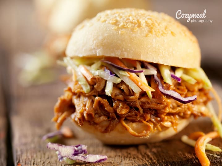 Hawaiian-style pork slider topped with fresh slaw