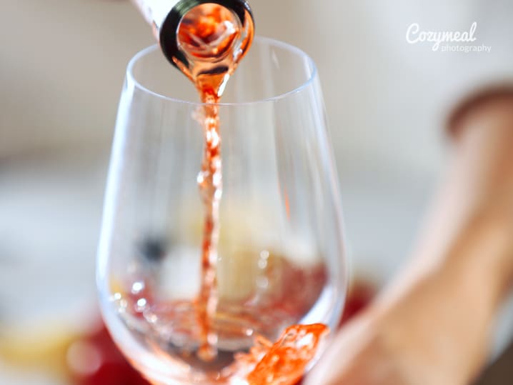 pouring rose wine