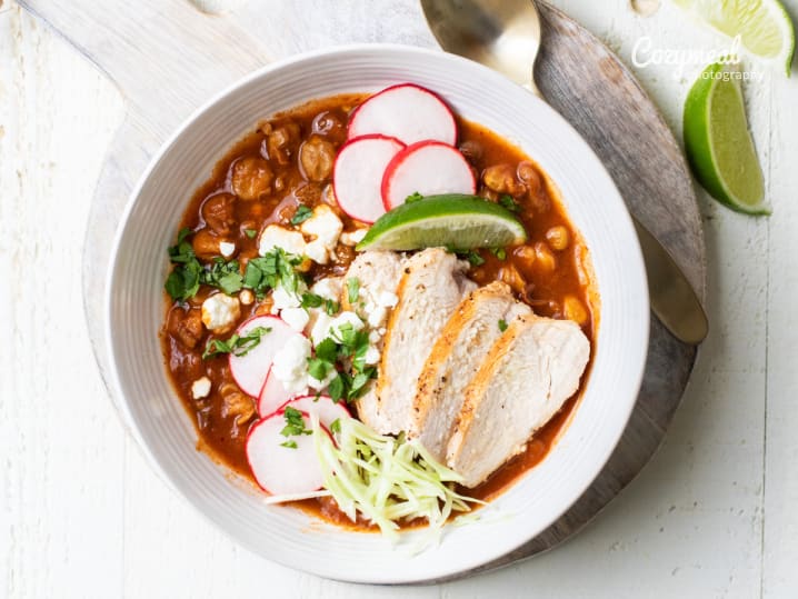 pozole with pickled radish