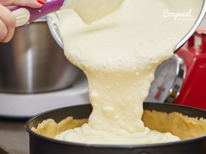 preparing Honey Ricotta Cheesecake