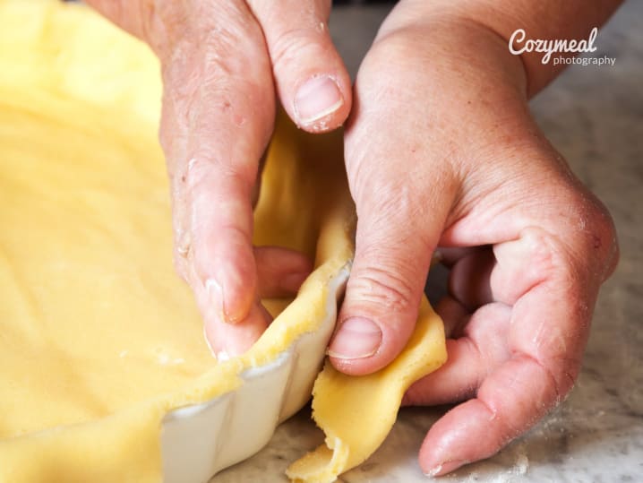 preparing pie dough