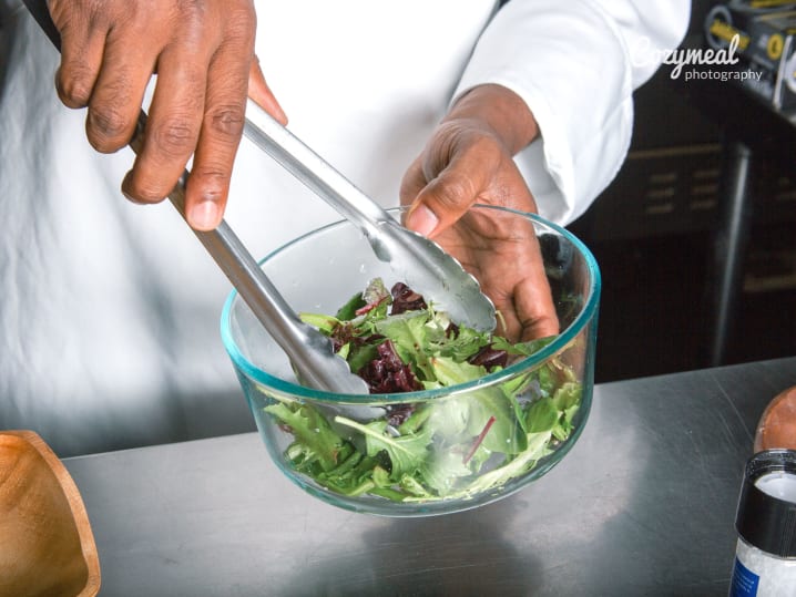 preparing salad
