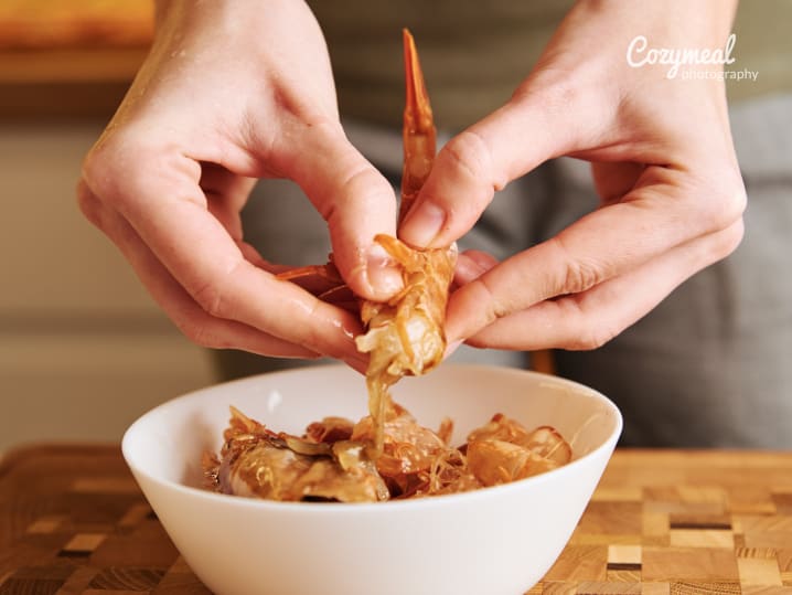preparing shrimp