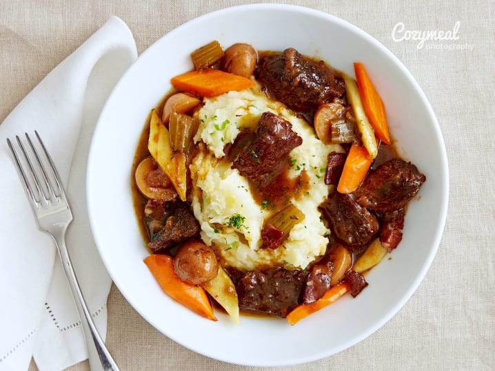 beef bourguignon with carrots and potatoes