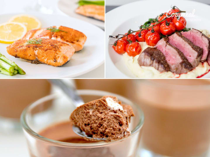 private chef experience with steak, salmon and mousse