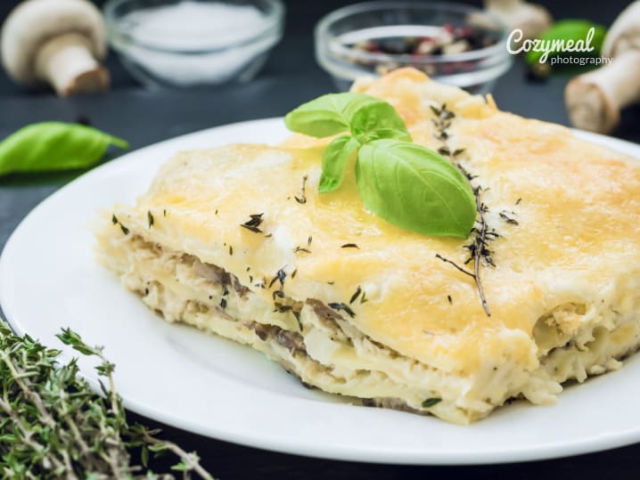 mushroom leek lasgna