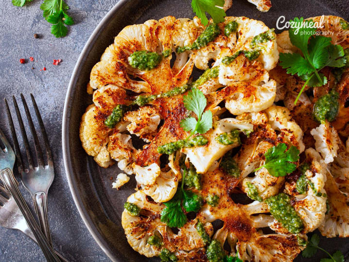 cauliflower steak with herbs