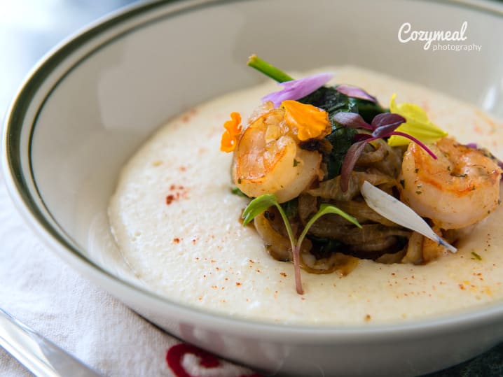 four cheese grits with shrimp