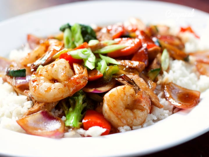 Thai Shrimp Stir fry With Steamed Rice