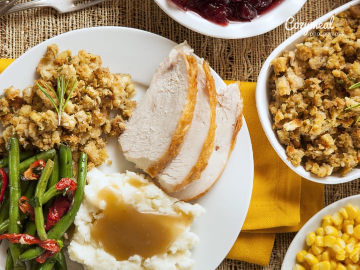 thanksgiving turkey dinner with stuffing