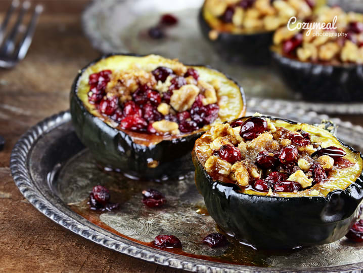 Private Chef - Elevated Plant-Based Thanksgiving Dinner: acorn squash stuffed with nuts and cranberries