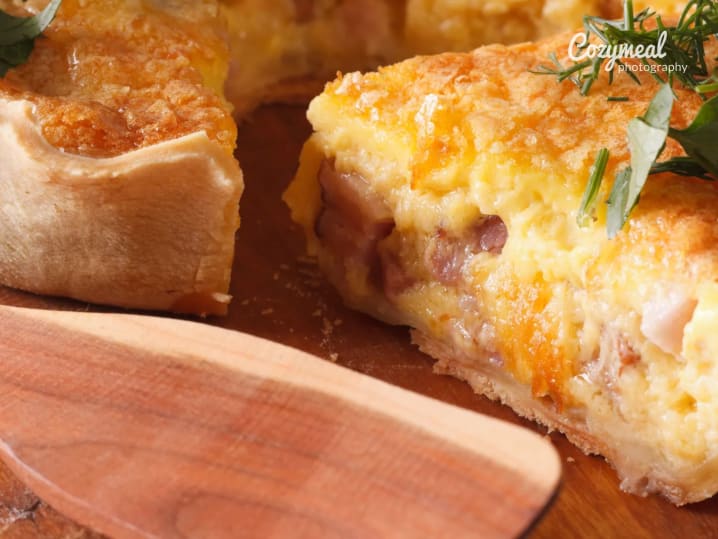 quiche with ham leak and emmental