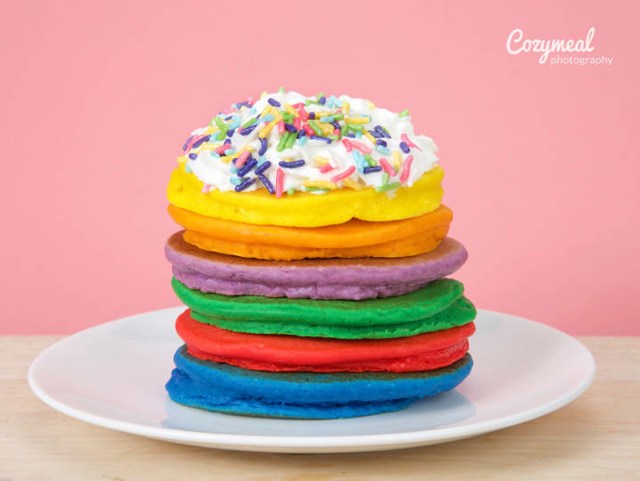 rainbow lemon ricotta pancakes