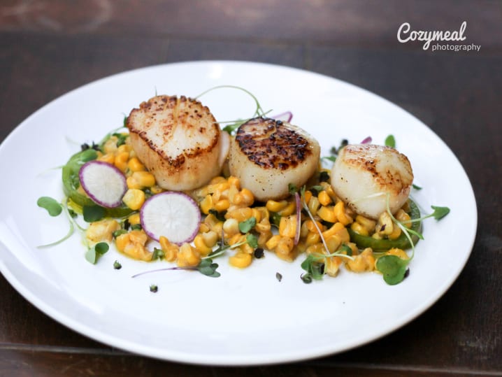 Scallops and corn