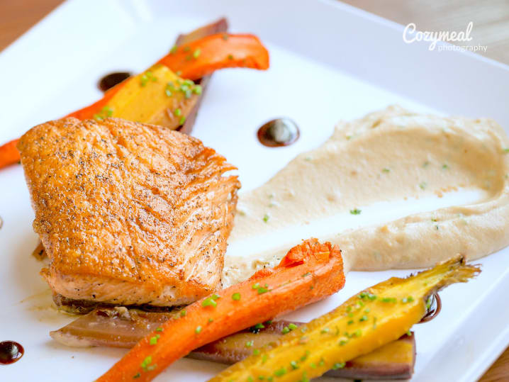 salmon with braised carrots