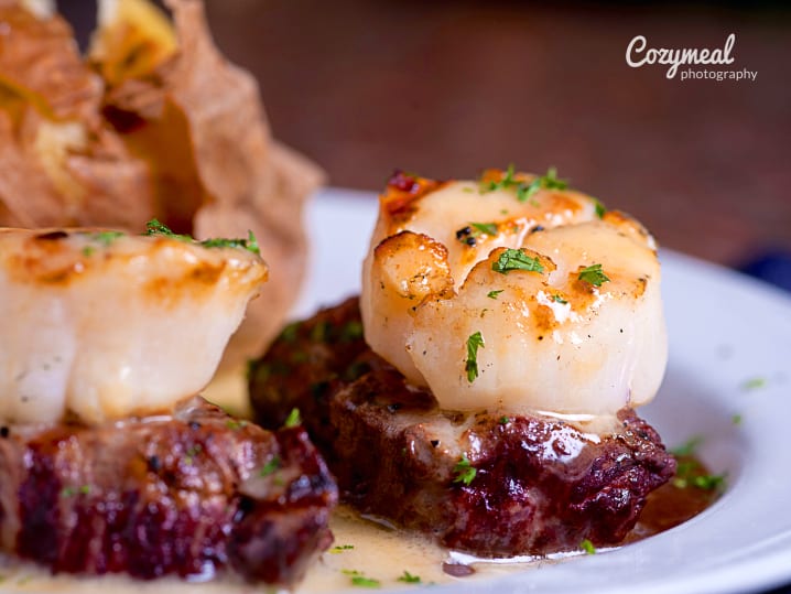 scallops and steak