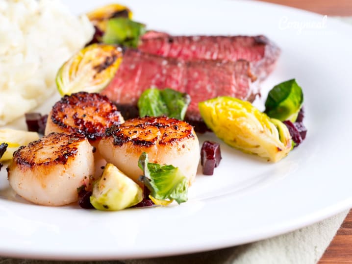 scallops and steak