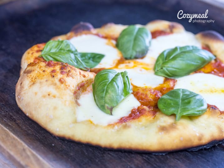 scratch made margherita pizza