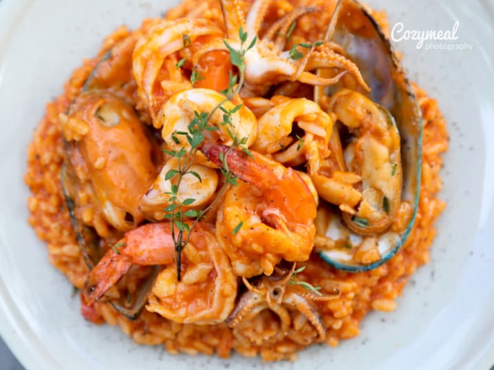 seafood paella with shrimp