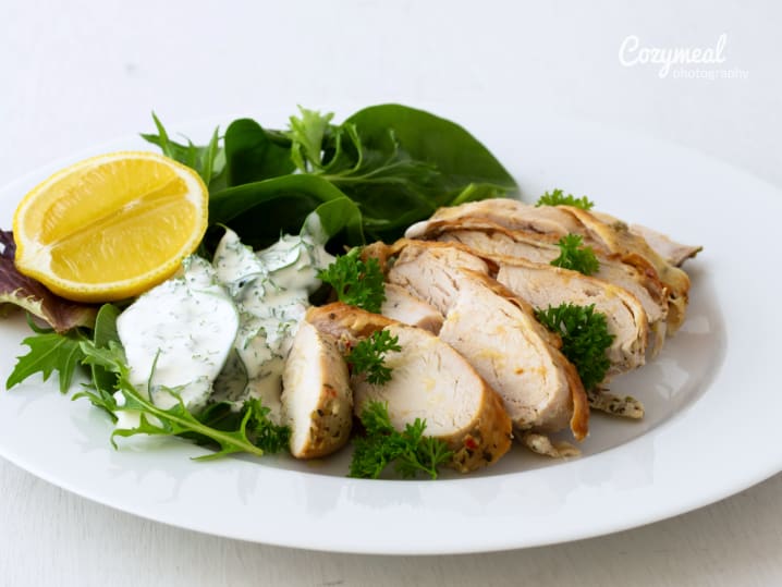 seared chicken with tzatziki