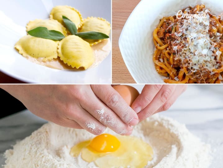 seasonal ravioli and sausage spaghetti with homemade pasta dough