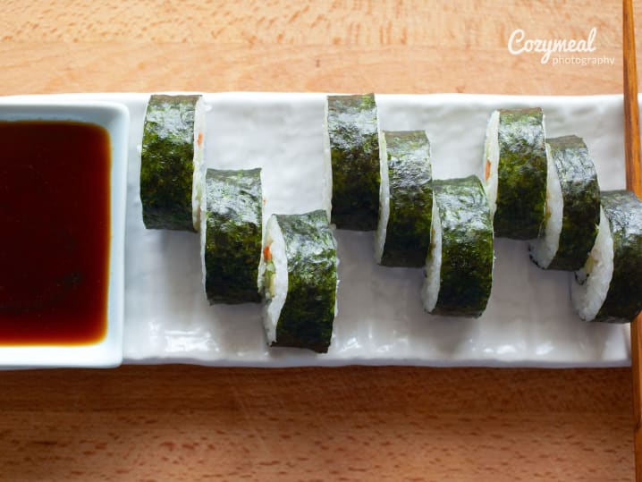 seasonal vegetable sushi rolls