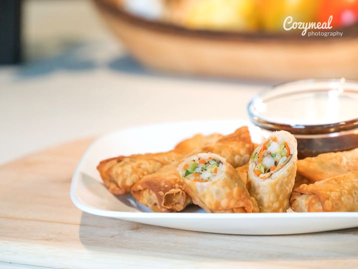 shrimp and vegetable fried spring rolls