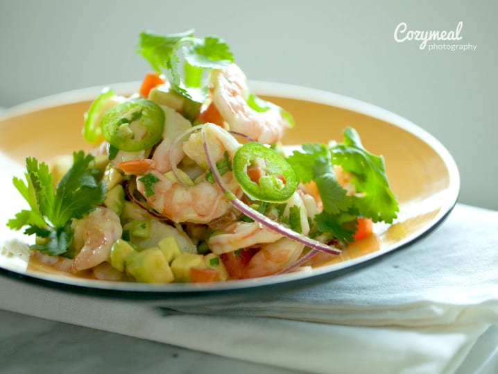 shrimp ceviche with avocados