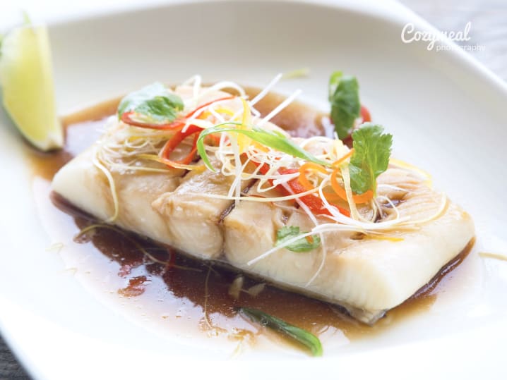 slow cooked halibut fillet