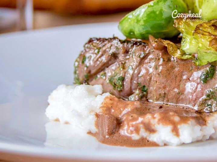 steak and brussels sprouts