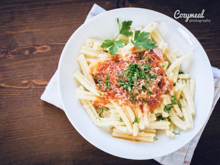 strozzapreti with tomato sauce