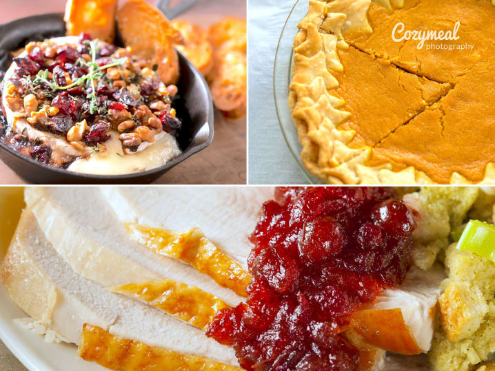turkey and baked brie with pumpkin pie